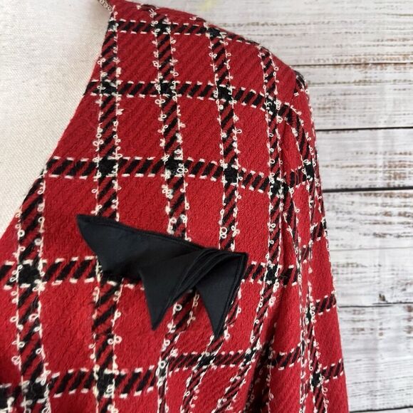 Vintage Clifford & Willis Red Black Wood Plaid Blazer Jacket sz 16 Career Suit - Picture 5 of 12